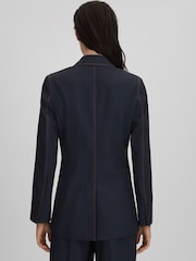 Reiss Navy Raven Wool Blend Denim Look Suit Blazer - Image 5 of 8
