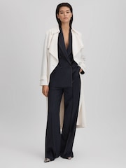Reiss Navy Raven Wool Blend Denim Look Suit Blazer - Image 6 of 8