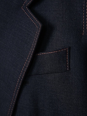 Reiss Navy Raven Wool Blend Denim Look Suit Blazer - Image 8 of 8
