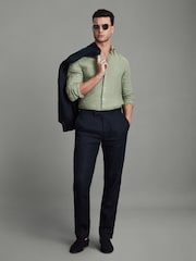 Reiss Pistachio Ruban Linen Button-Through Shirt - Image 3 of 5
