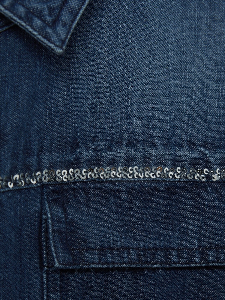 Reiss Blue Sandie 4-9 yrs Embellished Denim Shirt - Image 7 of 7 Reiss Blue Sandie 4-9 yrs Embellished Denim Shirt - Image 7 of 7