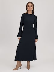 Florere Fitted Fluted Cuff Midi Dress - Image 1 of 7