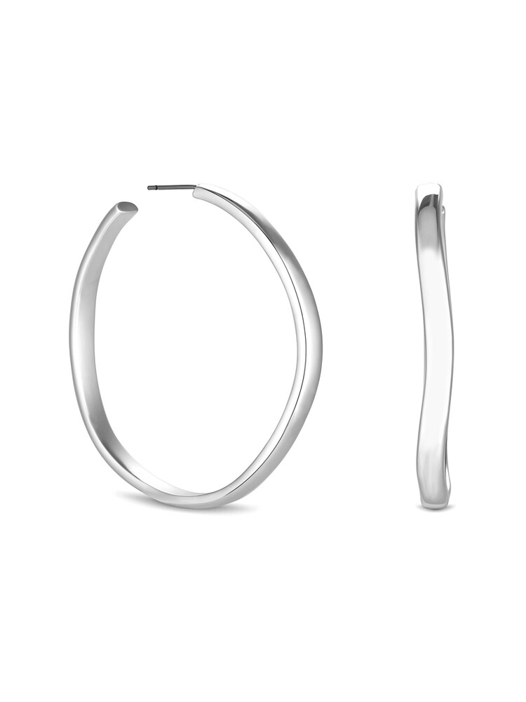 Inicio Recycled Sterling Silver Plated Molten Hoop Earrings - Gift Pouch - Image 1 of 2