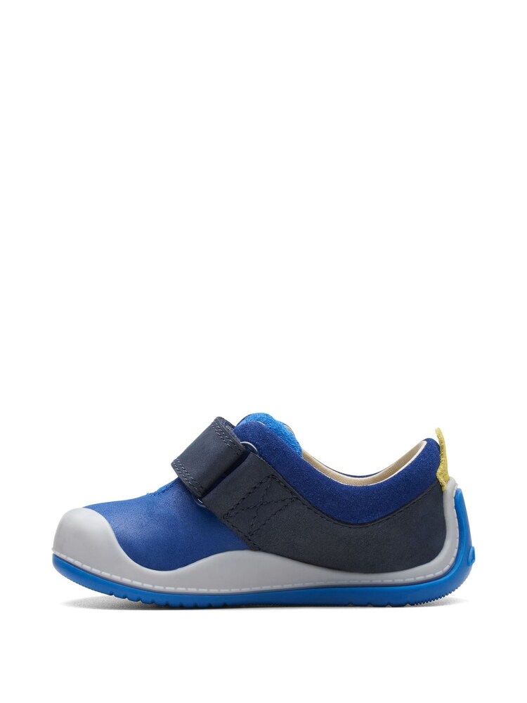 Clarks Blue Combi Leather Roller Fun T-Bar Shoes - Image 2 of 7