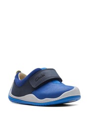Clarks Blue Combi Leather Roller Fun T-Bar Shoes - Image 3 of 7