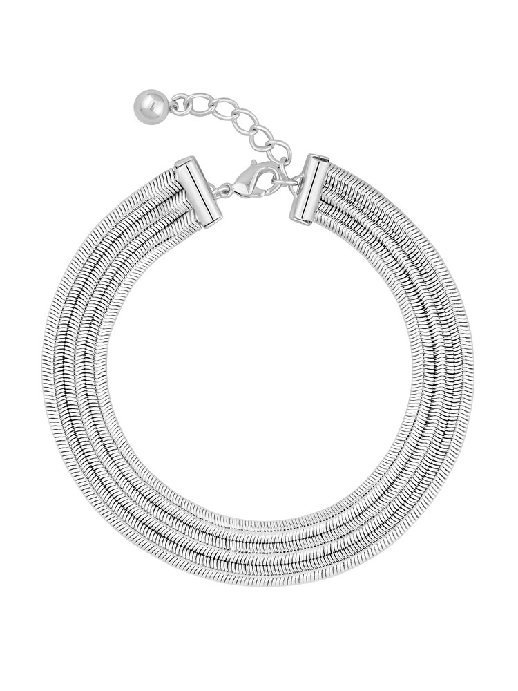 Inicio Recycled Sterling Silver Plated Multi Row Snake Chain Bracelet - Gift Pouch - Image 1 of 4