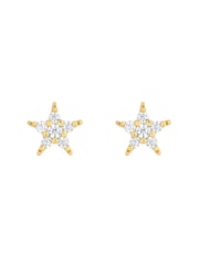 Inicio Gold Plated Cubic Zirconia Star Stud Earrings - Gift Pouch - Image 1 of 5