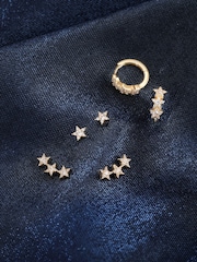 Inicio Gold Plated Cubic Zirconia Star Stud Earrings - Gift Pouch - Image 2 of 5