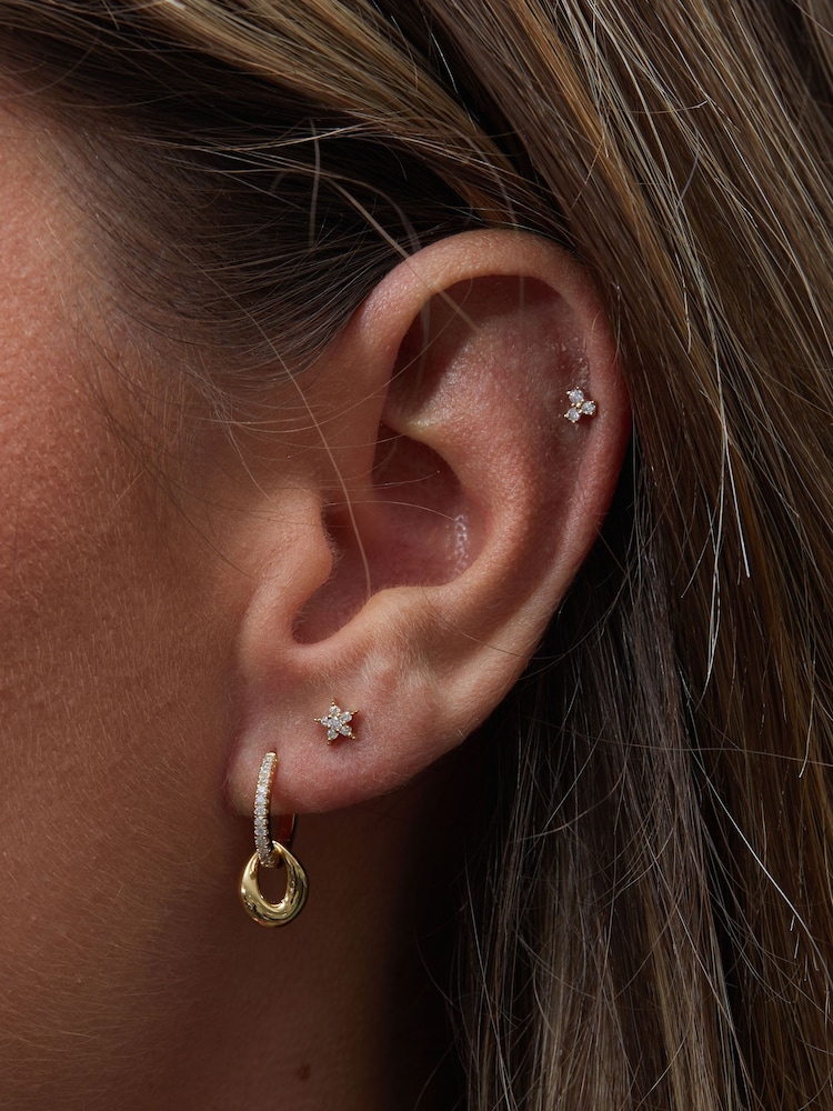Inicio Gold Plated Cubic Zirconia Star Stud Earrings - Gift Pouch - Image 3 of 5