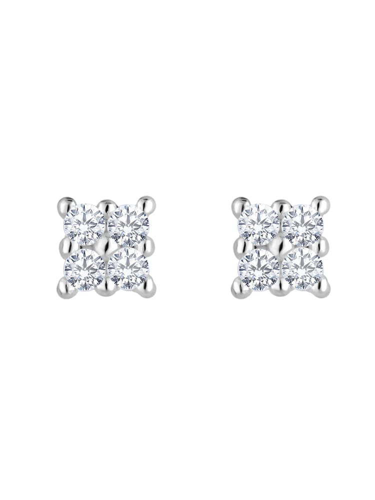 Inicio Silver Plated Recycled Cubic Zirconia Multi Stone Mini Stud Earrings - Gift Pouch - Image 1 of 5