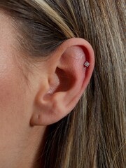 Inicio Silver Plated Recycled Cubic Zirconia Multi Stone Mini Stud Earrings - Gift Pouch - Image 3 of 5