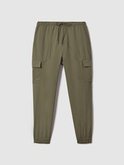 Reiss Olive Lavenham Technical Drawstring Cargo Trousers - Image 2 of 7