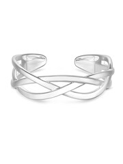 IniciInicio Recycled Sterling Silver Plated Cross Over Bangle Bracelet - Gift Pouch - Image 1 of 2
