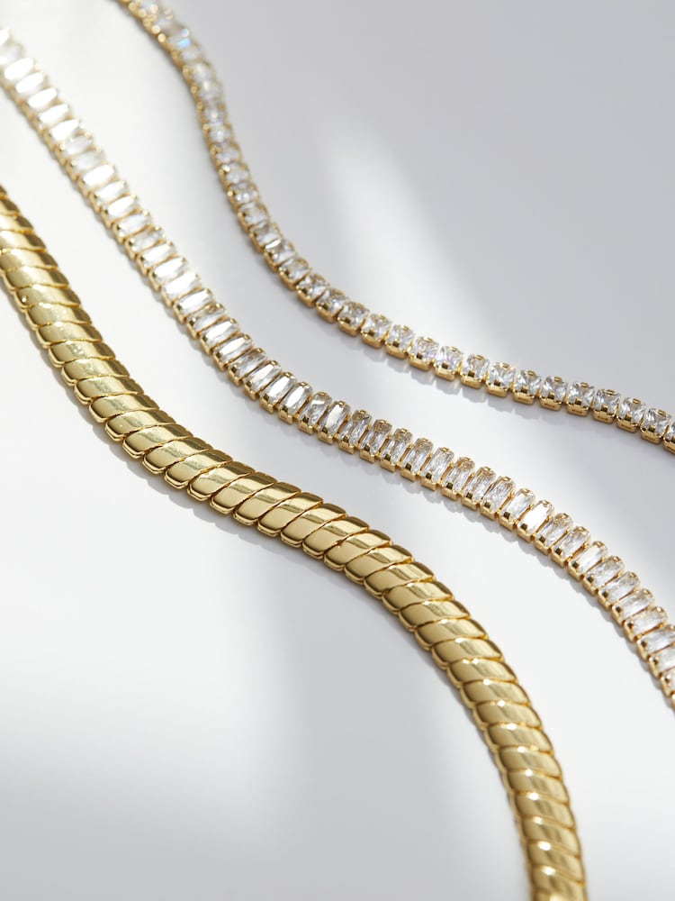 Inicio Gold Inicio 14K Gold Plated Baguette Tennis Bracelet - Gift Pouch - Image 2 of 4