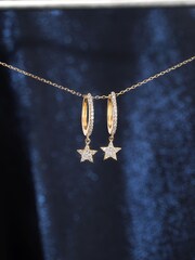 Inicio 14K Gold Plated Recycled Cubic Zirconia Star Huggie Earrings - Gift Pouch - Image 2 of 3