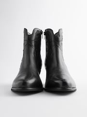 Black Extra Wide Fit Forever Comfort® Stitched Detail Ankle Western/Cowboy Leather Boots - Image 5 of 6