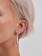 Inicio Recycled Sterling Silver Plated Long Drop Earrings - Gift Pouch - Image 1 of 2