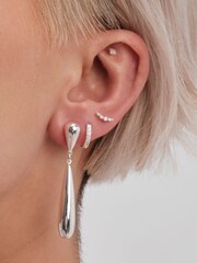 Inicio Recycled Sterling Silver Plated Long Drop Earrings - Gift Pouch - Image 2 of 2