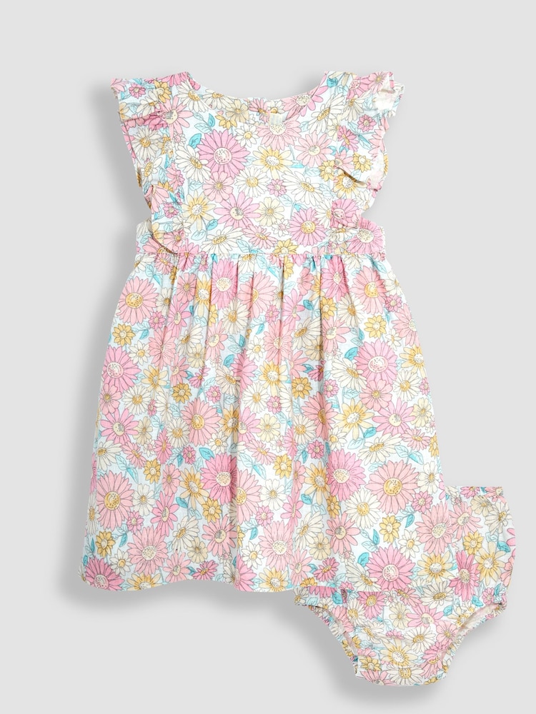 JoJo Maman Bébé Pink Sunflower Pretty Summer Dress - Image 1 of 4 JoJo Maman Bébé Pink Sunflower Pretty Summer Dress - Image 1 of 4