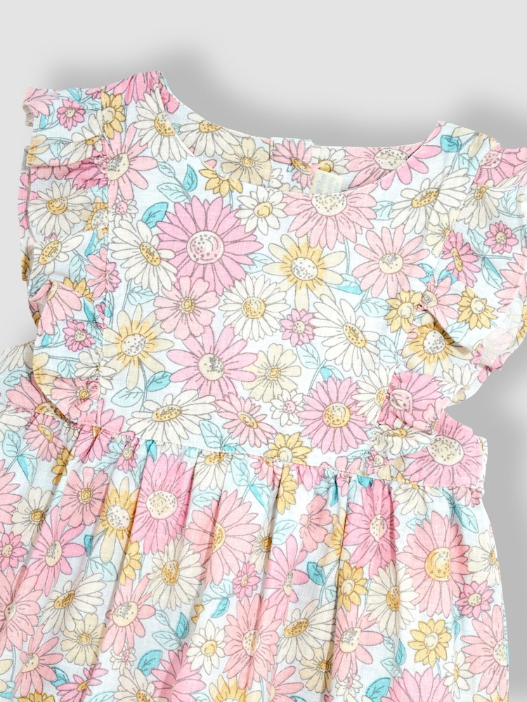JoJo Maman Bébé Pink Sunflower Pretty Summer Dress - Image 4 of 4 JoJo Maman Bébé Pink Sunflower Pretty Summer Dress - Image 4 of 4