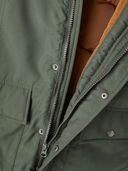 Name It Green Zip Up Faux Fur Parka Jacket - Image 4 of 5