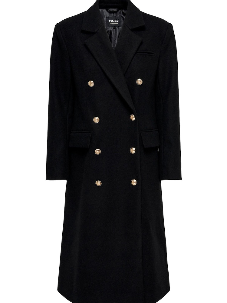 ONLY Black Longline Military Coat - Image 1 of 2