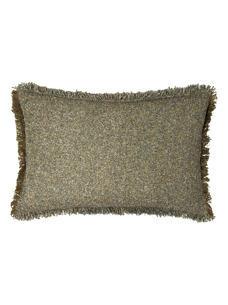 Yard Moss Green Doze Woven Fringed Polyester Filled Cushion - Image 1 of 6 Yard Moss Green Doze Woven Fringed Polyester Filled Cushion - Image 1 of 6