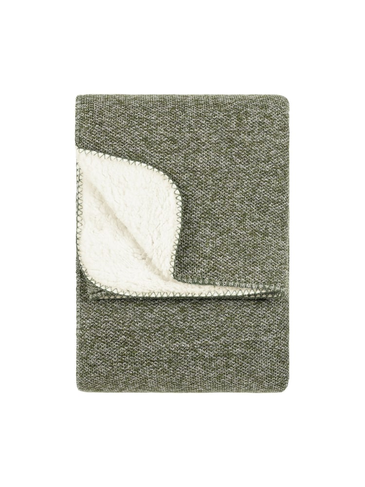 Furn Green Nurrel Sherpa Knitted Throw - Image 1 of 2