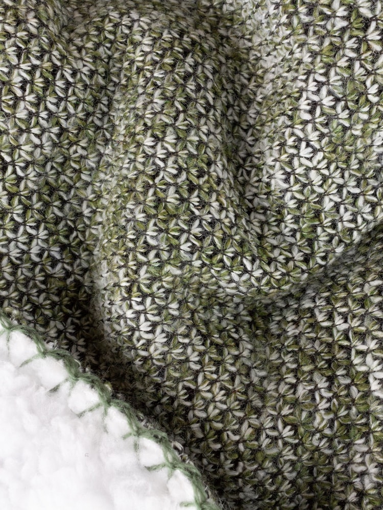 Furn Green Nurrel Sherpa Knitted Throw - Image 2 of 2