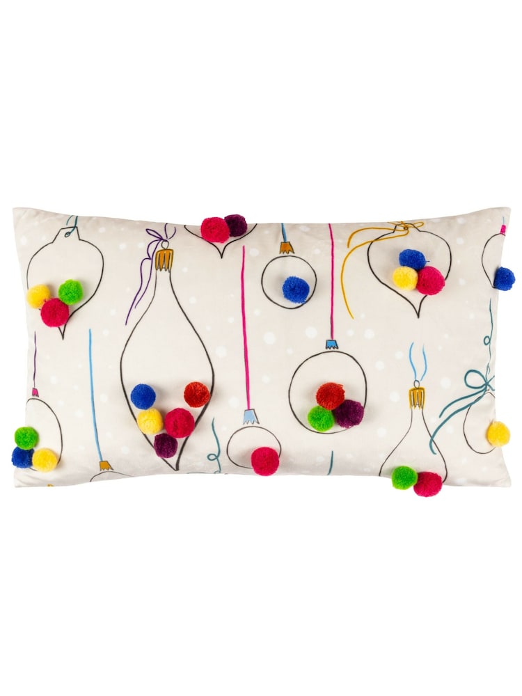 heya home Pink FestiveVal Christmas Baubles PomPom Polyester Filled Cushion - Image 2 of 7 heya home Pink FestiveVal Christmas Baubles PomPom Polyester Filled Cushion - Image 2 of 7