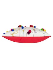 heya home Pink FestiveVal Christmas Baubles PomPom Polyester Filled Cushion - Image 4 of 7