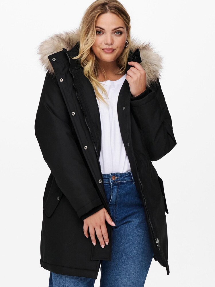 ONLY Curve Parka Coat With Faux Fur Hood - Obraz 1 z 1