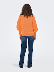 ONLY Orange High Neck Knitted Ribbed Puff Sleeve Jumper - Image 2 of 3