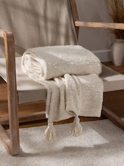 Yard Ecru Cream Heath Cotton Tasselled Throw - Image 1 of 5
