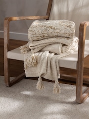 Yard Ecru Cream Heath Cotton Tasselled Throw - Image 2 of 5