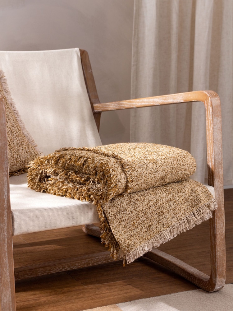 Yard Natural Beige Doze Woven Fringed Throw - Image 1 of 5