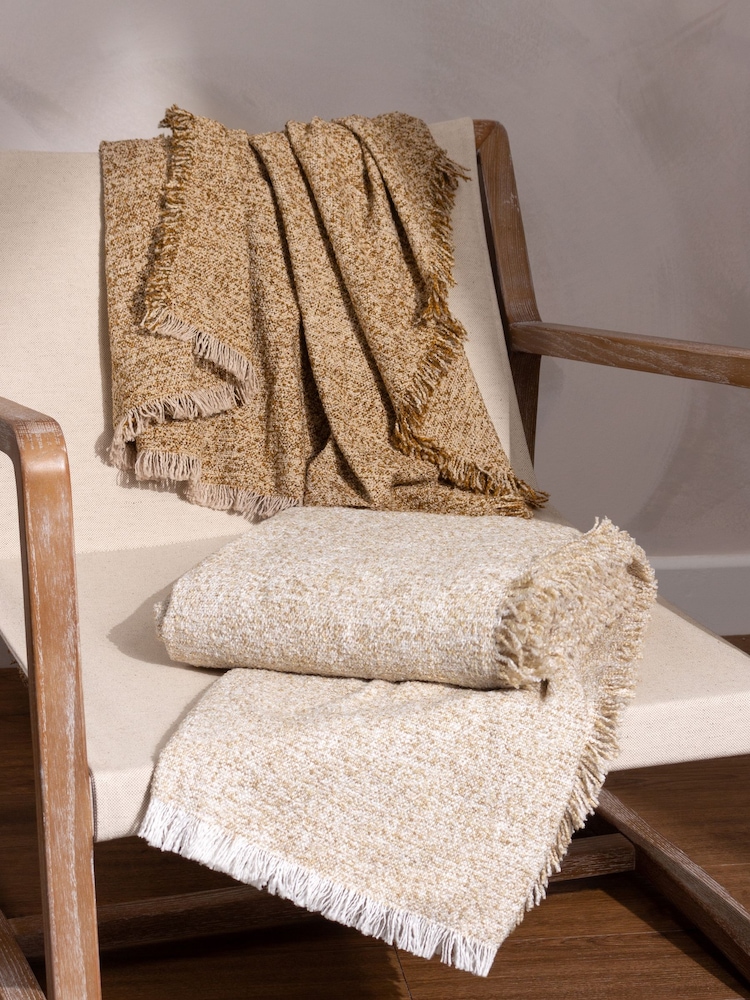 Yard Natural Beige Doze Woven Fringed Throw - Image 2 of 5