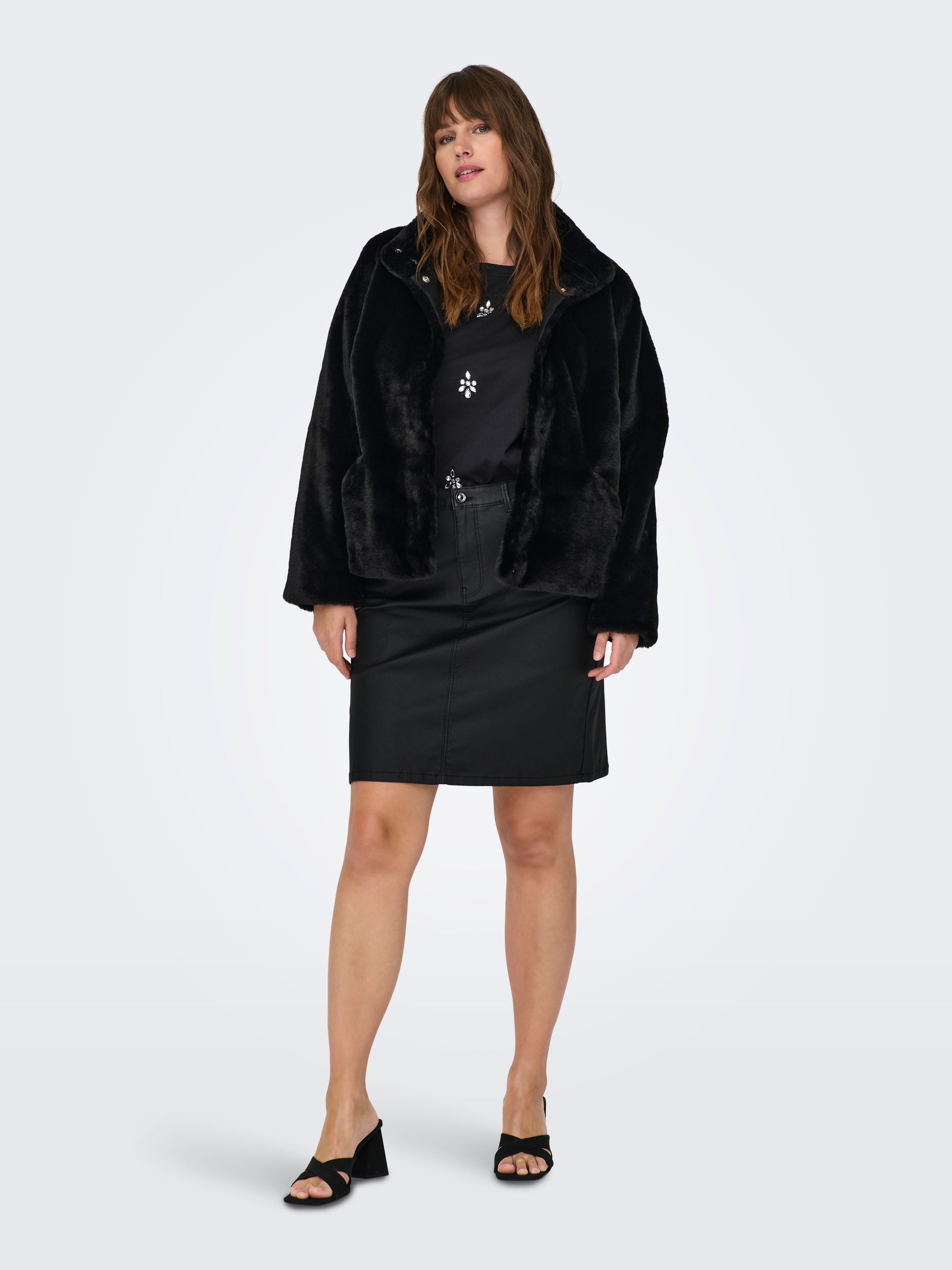Buy ONLY Curve Black Faux Fur Short Jacket from Next Luxembourg