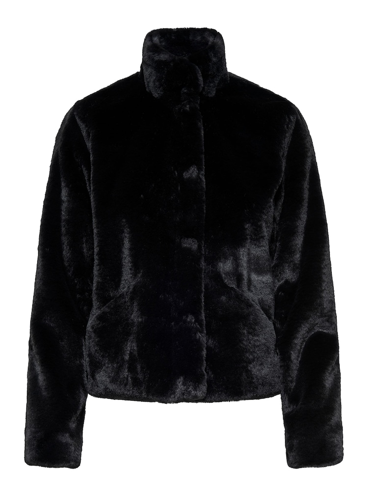 ONLY Curve Black Faux Fur Short Jacket - Image 6 of 6