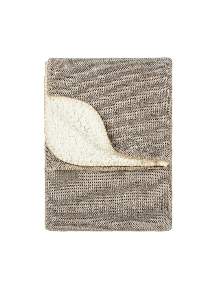 Furn Natural Nurrel Sherpa Knitted Throw - Image 1 of 2