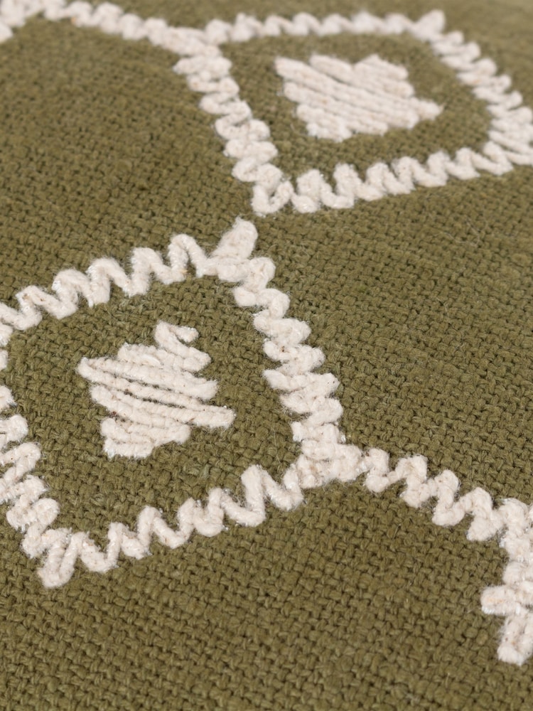 Yard Khaki Green Folis Embroidered Feather Filled 100% Cotton Cushion - Image 7 of 7 Yard Khaki Green Folis Embroidered Feather Filled 100% Cotton Cushion - Image 7 of 7