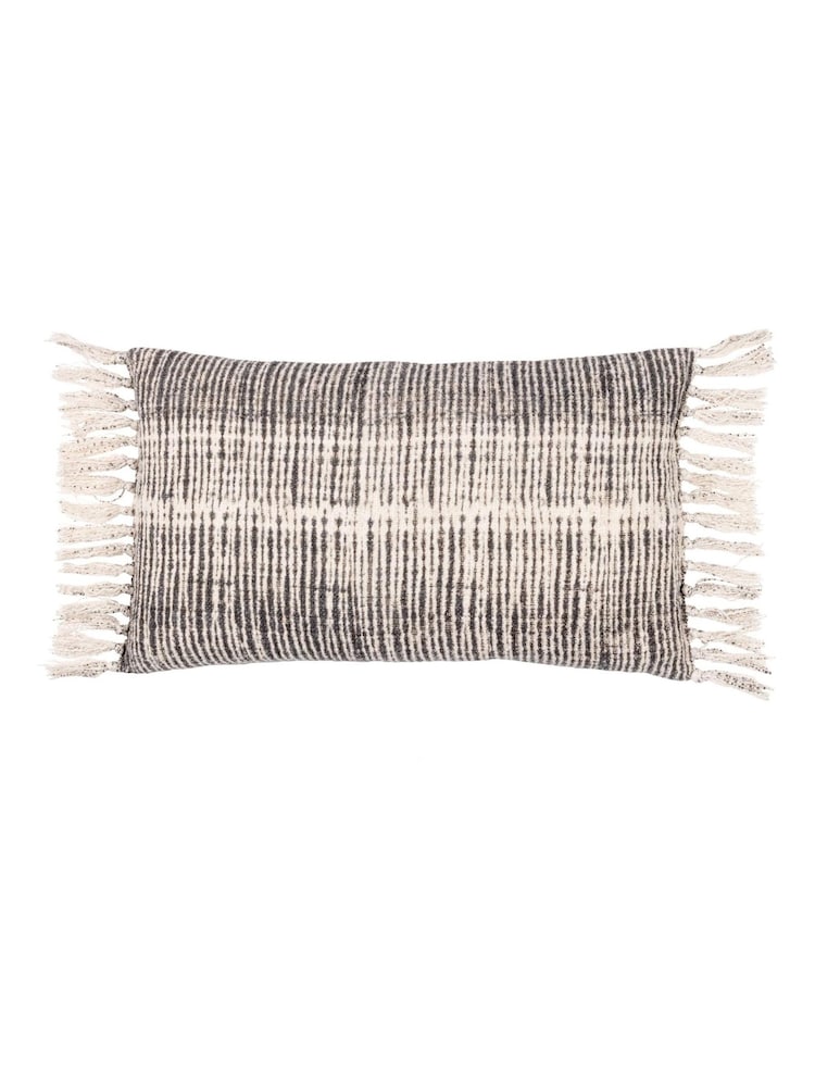 Yard Sono Ink Abstract Fringed Polyester Filled Cushion - Imagem 1 de 5
