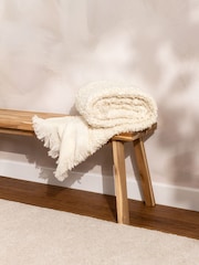 Yard Ecru Beige Ulsmere Boucle Fringed Throw - Image 6 of 6