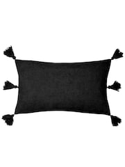 Yard Black Folis Embroidered Feather Filled 100% Cotton Cushion - Image 4 of 7