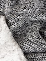 Furn Grey Nurrel Sherpa Knitted Throw - Image 4 of 4
