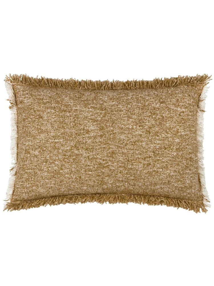 Yard Biscuit Brown Doze Woven Fringed Polyester Filled Cushion - Image 3 of 6