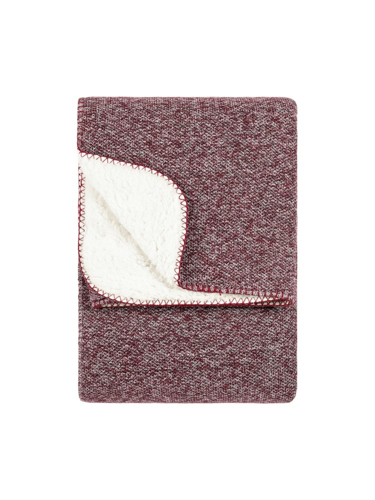 Furn Purple Nurrel Sherpa Knitted Throw - Image 2 of 3