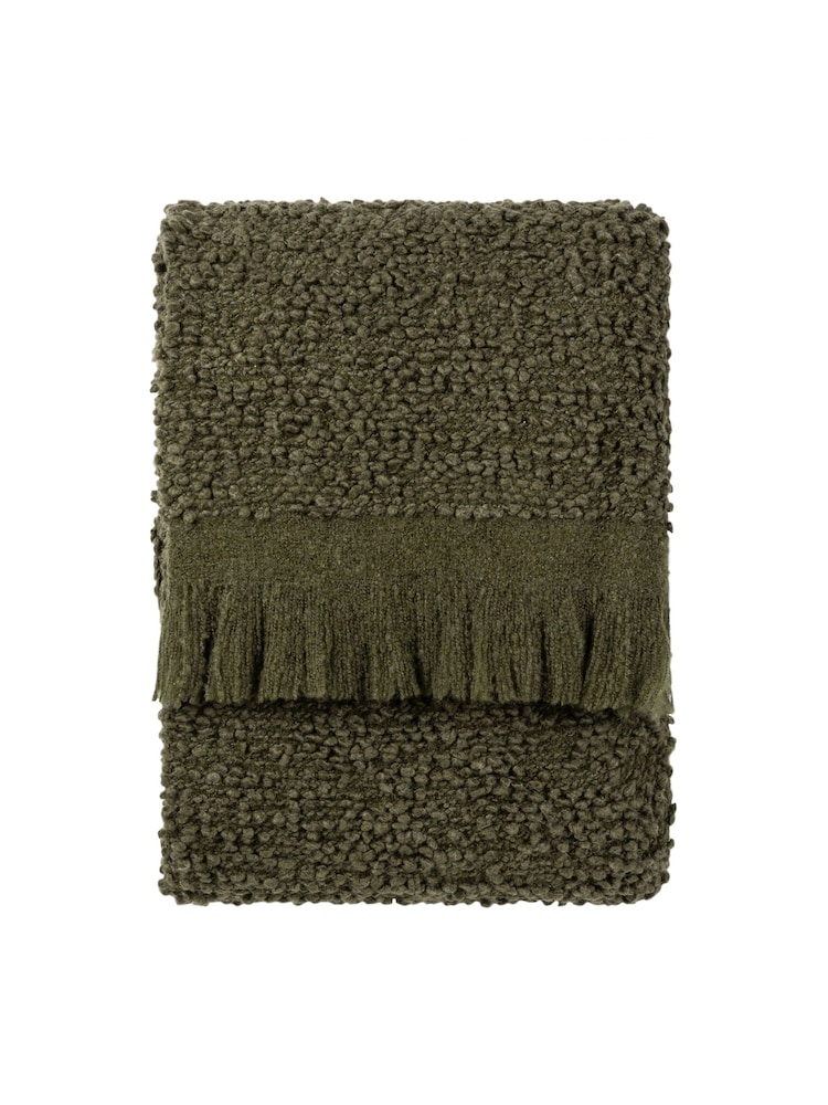 Yard Lichen Green Ulsmere Boucle Fringed Throw - Image 2 of 5