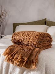 Yard Ginger Brown Ulsmere Boucle Fringed Throw - Image 5 of 5