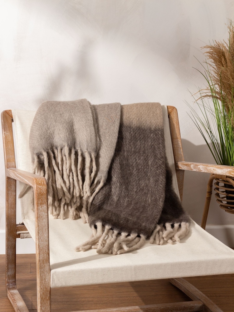 Yard Flint Grey Rawton Ombre Herringbone Throw - Image 2 of 5 Yard Flint Grey Rawton Ombre Herringbone Throw - Image 2 of 5